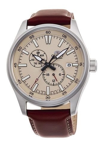 ORIENT SPORTS MULTI-HANDS BROWN LEATHER STRAP MEN WATCH RN-AK0405Y