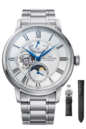 ORIENT STAR MOON PHASE AUTOMATIC INTERCHANGEABLE STRAP M45 F7 MEN WATCH RK-BT0001S