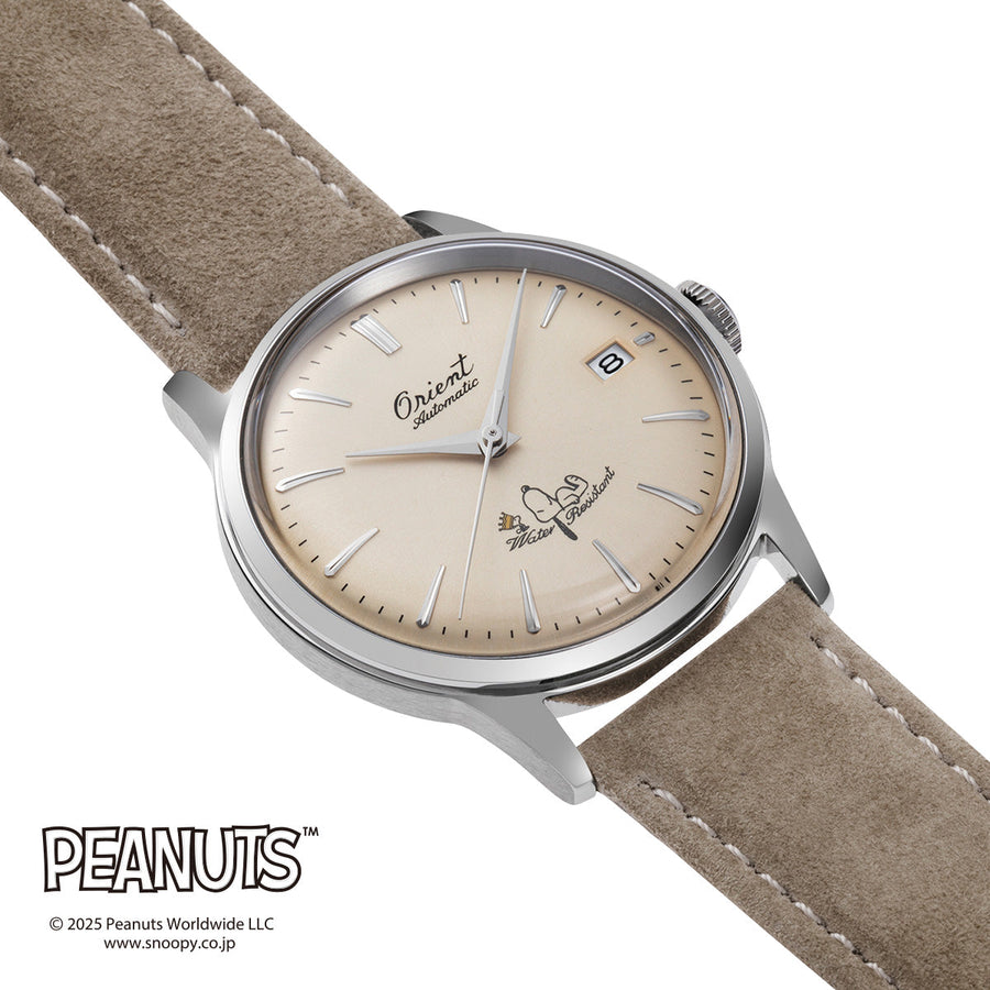 ORIENT BAMBINO AUTOMATIC PEANUTS COLLAB CREAM YELLOW MEN WATCH (150 LIMITED) RN-AC0M17G
