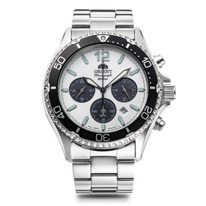 ORIENT MAKO SOLAR PANDA SILVER & WHITE MEN WATCH RN-TX0203S