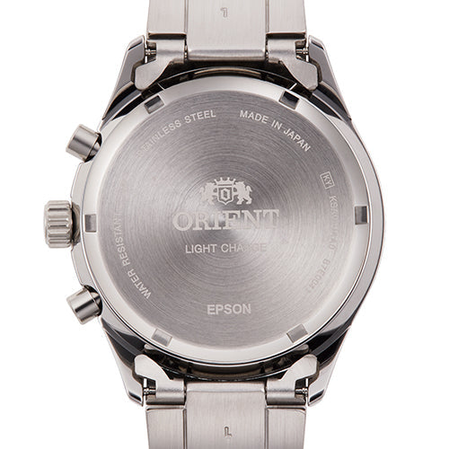 ORIENT SOLAR CHRONOGRAPH SILVER & BLACK MEN WATCH RN-TY0002B
