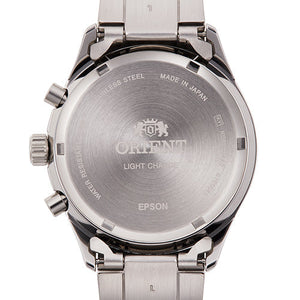 ORIENT SOLAR CHRONOGRAPH SILVER & BLACK MEN WATCH RN-TY0002B