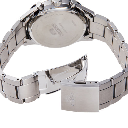 ORIENT SOLAR CHRONOGRAPH SILVER & BLACK MEN WATCH RN-TY0002B