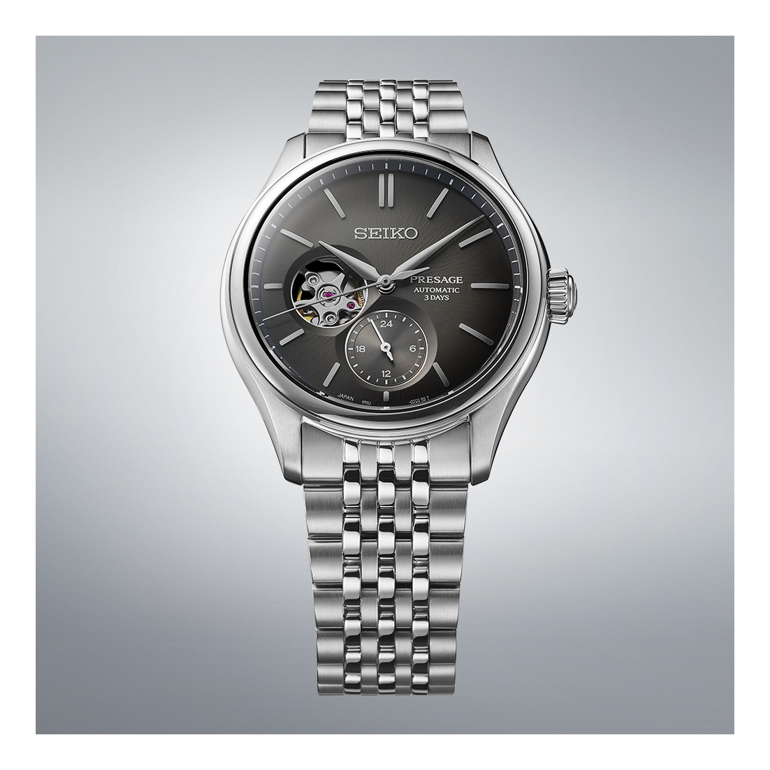SEIKO PRESAGE CLASSIC SERIES MECHANICAL AUTOMATIC SILVER & BLACK MEN WATCH SARJ009