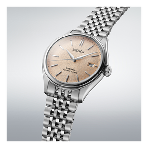 SEIKO PRESAGE CLASSIC SERIES AUTOMATIC SILVER & ARAIGAKI ORANGE COLOR MEN WATCH SARX125