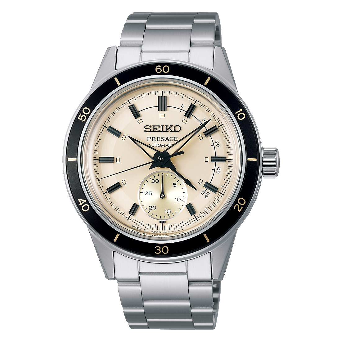 SEIKO PRESAGE BASIC LINE : STYLE 60'S SERIES SILVER & IVORY MEN WATCH SARY209