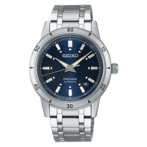 SEIKO PRESAGE STYLE 60'S SERIES ELEGANT YET RUGGED SILVER & NAVY BLUE MEN WATCH SARY247