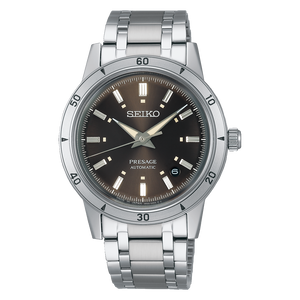 SEIKO PRESAGE STYLE 60'S SERIES ELEGANT YET RUGGED SILVER & BROWN MEN WATCH SARY249