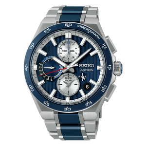 SEIKO ASTRON NEXTER GPS SOLAR RADIO WAVE SILVER & BLUE MEN WATCH SBXC181