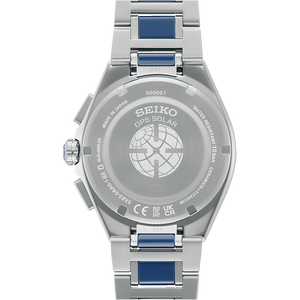SEIKO ASTRON NEXTER GPS SOLAR RADIO WAVE SILVER & BLUE MEN WATCH SBXC181