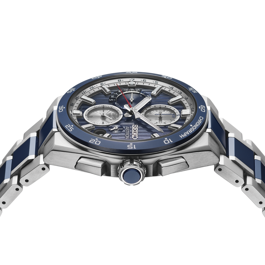 SEIKO ASTRON NEXTER GPS SOLAR RADIO WAVE SILVER & BLUE MEN WATCH SBXC181