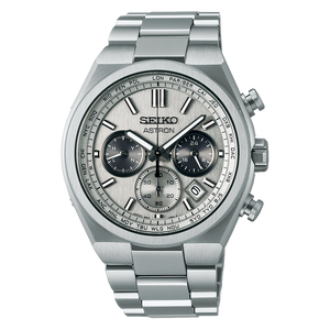 SEIKO ASTRON NEXTER SOLAR RADIO WORLD TIME CHRONOGRAPH SILVER MEN WATCH SBXY095