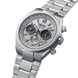 SEIKO ASTRON NEXTER SOLAR RADIO WORLD TIME CHRONOGRAPH SILVER MEN WATCH SBXY095