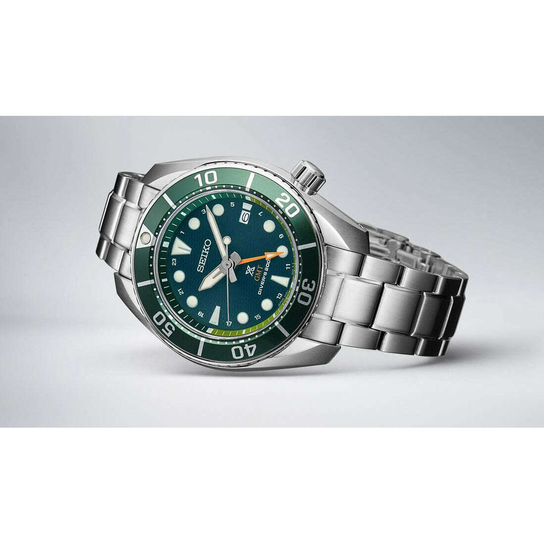 ROOK JAPAN:SEIKO PROSPEX DIVER SCUBA SOLAR GMT SILVER & GREEN MEN WATCH SBPK001,JDM Watch,Seiko Prospex