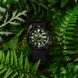 SEIKO 5 SPORTS CAMOUFLAGE STREET STYLE BLACK NYLON STRAP MEN WATCH SBSA173