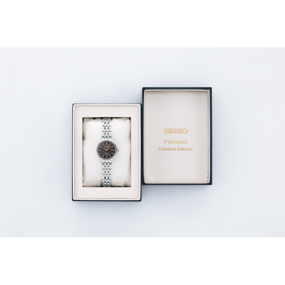 SEIKO PRESAGE COCKTAIL TIME STAR BAR LIMITED EDITION SILVER & BLACK WOMEN'S WATCH SRRW003