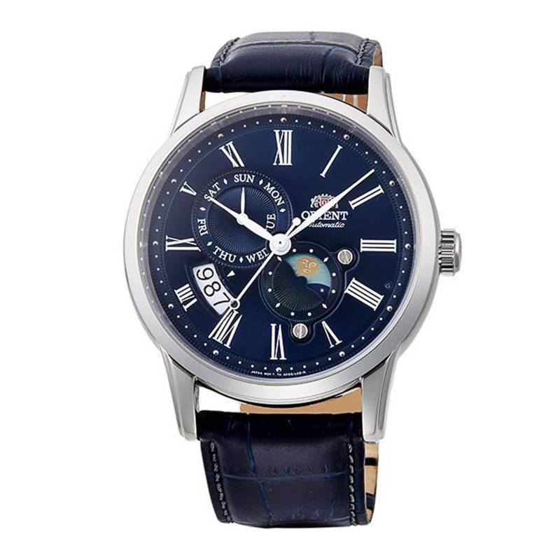 ORIENT SUN&MOON AUTOMATIC BLUE LEATHER MEN WATCH RA-AK0011D10B