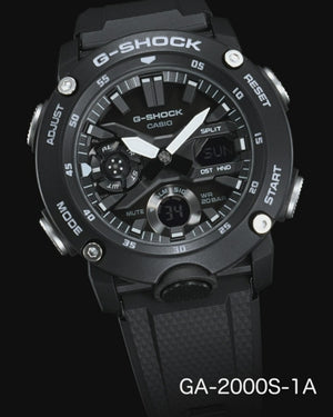 CASIO G-SHOCK CARBON CORE GUARD RUBBER STRAP ALL BLACK MEN WATCH GA-2000S-1AJF