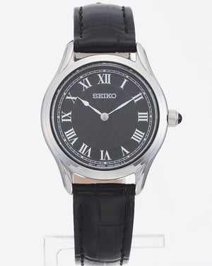 SEIKO SELECTION NANO UNIVERSE COLLAB BLACK LEATHER STRAP SILVER WOMEN WATCH SSEH011