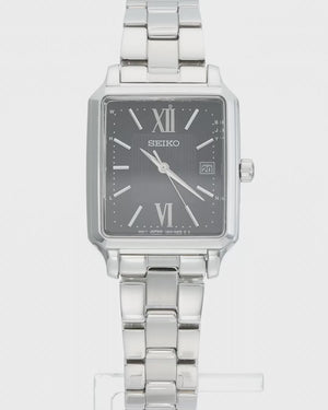SEIKO SELECTION S SERIES SOLAR RADIO WAVE SILVER & BLACK WOMEN WATCH SWFH139