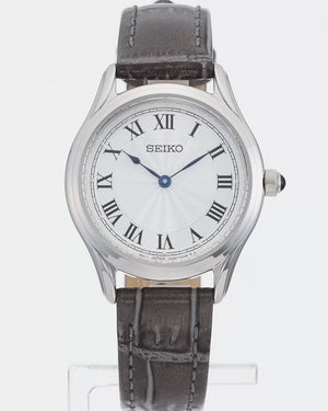 SEIKO SELECTION NANO UNIVERSE COLLAB GREY LEATHER STRAP SILVER WOMEN WATCH SSEH013