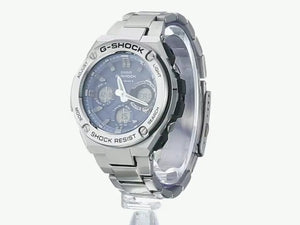 CASIO G-SHOCK G-STEEL RADIO SOLAR SILVER & BLUE ANALOG DIGITAL MEN WATCH GST-W110D-2AJF