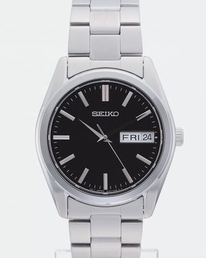 SEIKO SELECTION S SERIES DAY-DATE SILVER & BLACK MEN WATCH SBTH011
