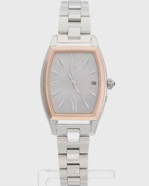 SEIKO LUKIA GROW SOLAR RADIO WAVE SILVER & PINK BROWN WOMEN WATCH SSQW072