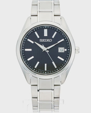 SEIKO SELECTION S SERIES SOLAR RADIO WAVE SILVER & BLACK MEN WATCH SBTM341