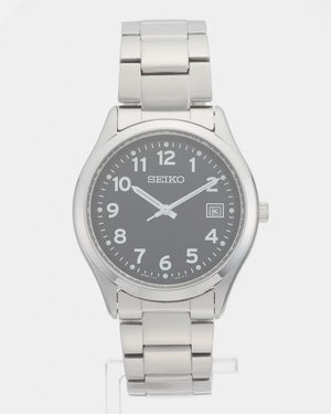 SEIKO SELECTION S SERIES SOLAR SILVER & BLACK MEN WATCH SBPX155