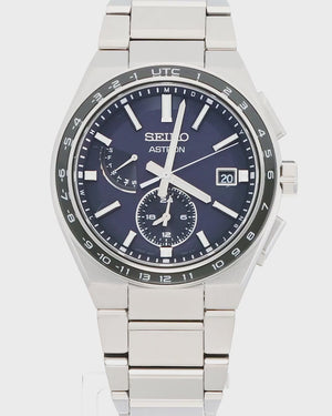 SEIKO ASTRON NEXTER SOLAR RADIO SILVER & BLACK MEN WATCH SBXY039