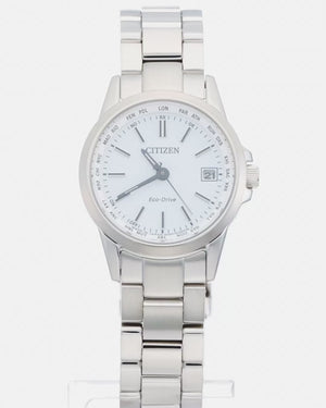 CITIZEN COLLECTION ECO-DRIVE SOLAR DIRECT FLIGHT SILVER STRAP LADIES WATCH EC1130-55A