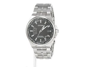 CITIZEN COLLECTION ECO-DRIVE DIRECT FLIGHT RADIO CONTROLLED SILVER & BLACK MEN WATCH CB0161-82E