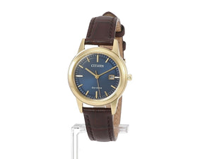 CITIZEN COLLECTION ECO-DRIVE BROWN LEATHER STRAP BLUE DIAL LADIES WATCH FE1082-21L