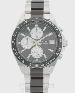 SEIKO SELECTION S SERIES CHRONOGRAPH SILVER & BLACK MEN WATCH SBTR043