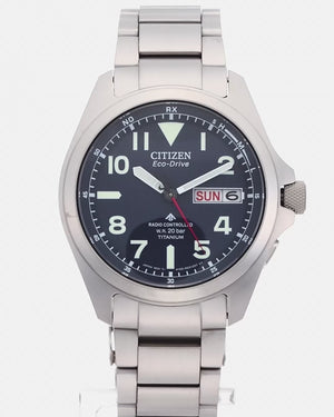 CITIZEN PROMASTER ECO DRIVE RADIO SOLAR BUSINESS SILVER MEN WATCH AT6080-53L