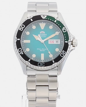 ORIENT MAKO AUTOMATIC DIVERS SILVER & GREEN MEN WATCH RN-AA0811E
