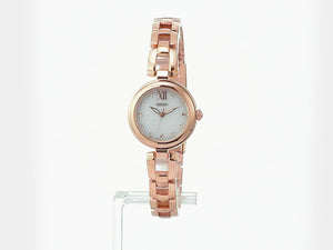 SEIKO SELECTION SOLAR PINK GOLD & WHITE LADIES WATCH SWFA196