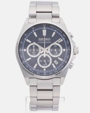 SEIKO SELECTION S SERIES STAINLESS STEEL CHRONOGRAPH SILVER & BLUE MEN WATCH SBTR033