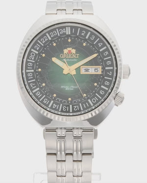 ORIENT AUTOMATIC CONTEMPORARY WORLDMAP SILVER MEN WATCH RN-AA0E02E