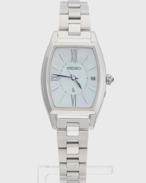SEIKO LUKIA GROW SOLAR RADIO WAVE SILVER & WHITE WOMEN WATCH SSQW071