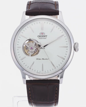 ORIENT BAMBINO AUTOMATIC LEATHER STRAP WHITE & SILVER MEN WATCH RN-AG0005S