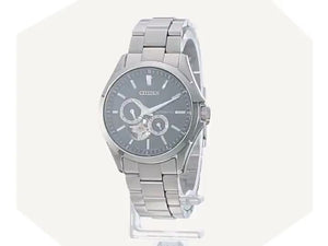 CITIZEN COLLECTION MECHANICAL SEE-THROUGH BACK SILVER & BLACK MEN WATCH NP1010-51E
