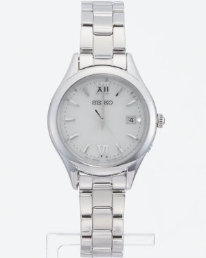 SEIKO SELECTION S SERIES SOLAR RADIO WAVE ROUND FACE SILVER WOMEN WATCH SWFH131
