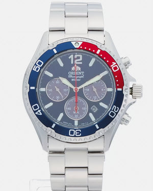 ORIENT MAKO SOLAR PANDA CHRONOGRAPH SILVER MEN WATCH RN-TX0201L