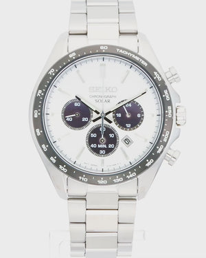 SEIKO SELECTION THE STANDARD CHRONOGRAPH SOLAR SILVER & WHITE MEN WATCH SBPY165