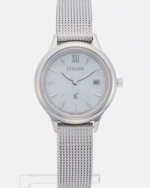 CITIZEN XC ECO-DRIVE MESH BELT SILVER STRAP WHITE DIAL LADIES WATCH EW2631-55A