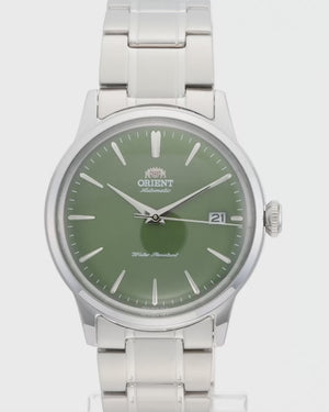 ORIENT BAMBINO AUTOMATIC SILVER & GRASS GREEN MEN WATCH RN-AC0M09E