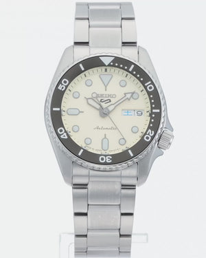 SEIKO 5 SPORTS SKX MID-SIZE "SPORTS STYLE" SILVER & IVORY MEN WATCH SBSA227