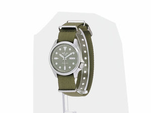 SEIKO 5 SPORTS SOLID BOY SPORTS STYLE DAY-DATE SILVER & GREEN MEN WATCH SBSA055